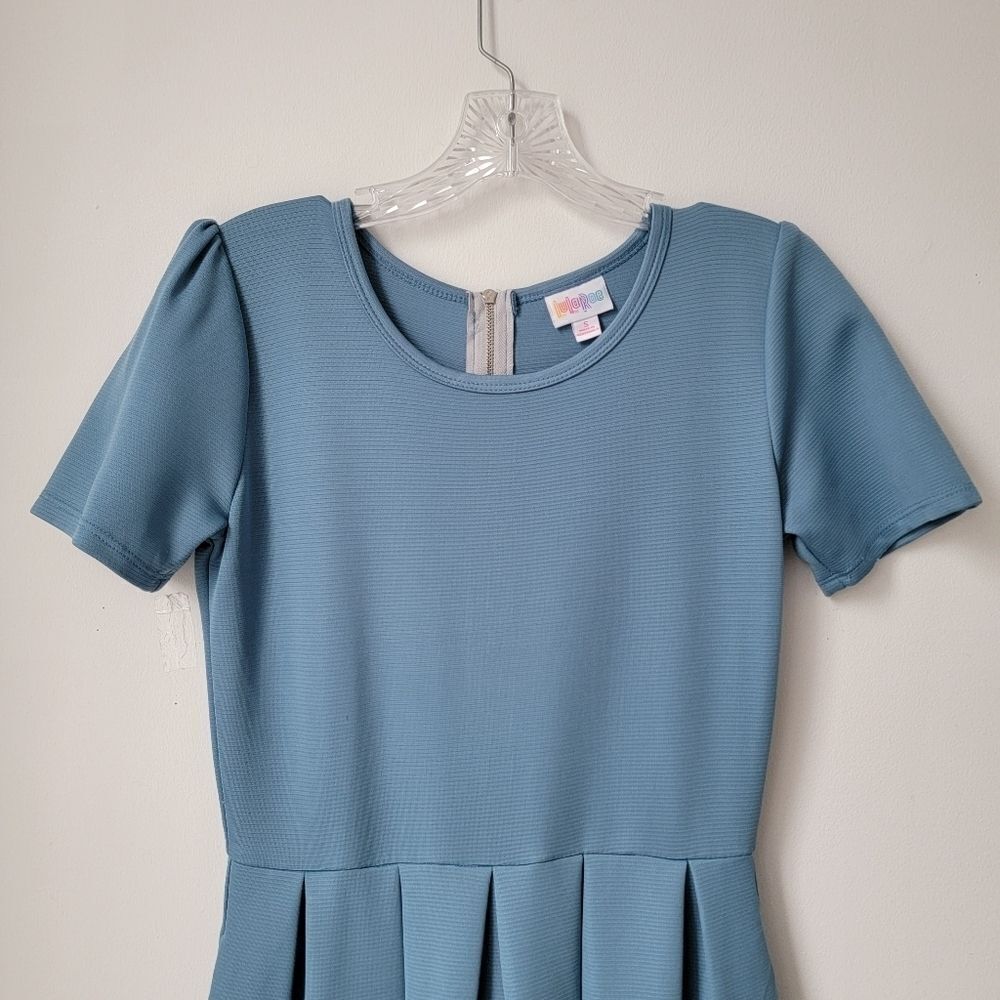 LULAROE Solid Slant Pocket Pleated Dress Light Blue Size Small - Picture 3 of 11